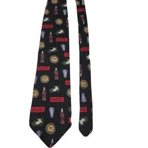 Coca Cola Silk Neck Tie Black Bottles Glasses